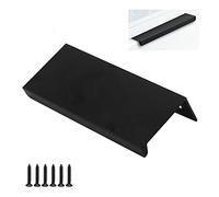 Zerniple 300mm Aluminium Alloy Finger Edge Handle Pull Black Modern Style Drawer Cupboard Handles Wardrobe Handles (4 Pieces)