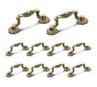 Zernmiarder 10pcs Antique Bronze Cabinet Pulls, 3 inch Hole Centers Vintage Cabinet Drawer Handles, Retro Dresser Drawer Pulls, Cabinet Door Handles for Drawer Dresser Chest Closet
