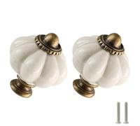 Zernmiarder Antique White Pumpkin Knobs 12 Pack Ceramic Cabinet Knobs Vintage Drawer Pulls - Antique Dresser Pulls with Screws for Closet Drawer Cupboard Cabinet and DIY Home Project