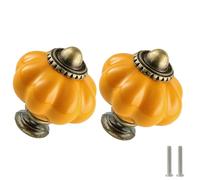 Zernmiarder Burnt Yellow Pumpkin Knobs 6 Pack Ceramic Cabinet Knobs Vintage Drawer Pulls - Antique Dresser Pulls with Screws for Closet Drawer Cupboard Cabinet and DIY Home Project