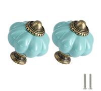 Zernmiarder Celadon Pumpkin Knobs 6 Pack Ceramic Cabinet Knobs Vintage Drawer Pulls - Antique Dresser Pulls with Screws for Closet Drawer Cupboard Cabinet and DIY Home Project