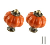 Zernmiarder Orange Pumpkin Knobs 6 Pack Ceramic Cabinet Knobs Vintage Drawer Pulls - Antique Dresser Pulls with Screws for Closet Drawer Cupboard Cabinet and DIY Home Project