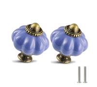 Zernmiarder Periwinkle Blue Pumpkin Knobs 12 Pack Ceramic Cabinet Knobs Vintage Drawer Pulls - Antique Dresser Pulls with Screws for Closet Drawer Cupboard Cabinet and DIY Home Project
