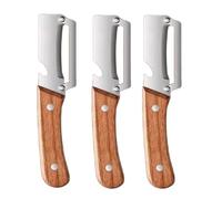Zero-Damping Wooden Peeler, Multi-Functional Kitchen Peeler and Bottle Opener, Stainless Steel Kitchen Tool Suitable for Various Fruits and Vegetables(3pcs)