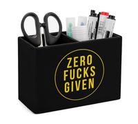 Zero Fcks Given Leather Pen Pot 2 Sections Pencil Holder Office Desktop Organizer Makeup Storage