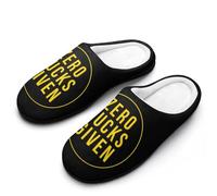 Zero Fcks Given Slippers Women Winter Warm Cotton Hotel Slippers Anti-Slip Indoor Slip-Ons House Shoes 11-12（42-43）