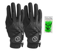 Zero Friction Men's Compression-Fit Synthetic Right Hand Universal Fit Golf Glove 2 Pack, One Size, Black