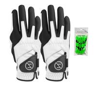 Zero Friction Men's Compression-Fit Synthetic Right Hand Universal Fit Golf Glove 2 Pack, One Size, White