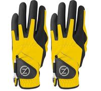 Zero Friction Men's Compression Synthetic Left Hand Universal Fit Golf Glove, One Size, Yellow, GL00007 (Pack of 2)