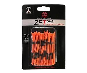 Zero Friction Tour 3-Prong Golf Tees 40 Pack, 2-3/4 Inch Size, Orange