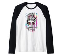 Zero Fucks Given Skull Women Flag Skeleton Rainbow Raglan Baseball Tee