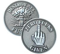 Zero Fxcks Given Coin, Funny Challenge Coin 1.57" Zinc Alloy with Protective Case - Middle Finger Pocket Token, Humor Desk Gift