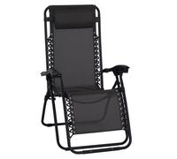 Zero Gravity Chair Metal Frame Texteline Armchair Outdoor Folding And Reclining Sun Lounger With Head Pillow For Patio Decking