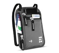 Zero Grid Neck Wallet w/RFID Blocking - Concealed Travel Pouch & Passport Holder (One Size, Ash)