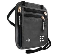 Zero Grid Neck Wallet w/RFID Blocking- Concealed Travel Pouch & Passport Holder (Shadow Grey)