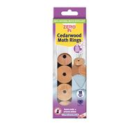 Zero In Cedarwood Moth Repellent Ring - 10-Pack. Made from 100% Natural Eastern Aromatic Red Cedar for Effective, Long-lasting, Chemical-free Control. Place in Wardrobes, Drawers and Cupboards