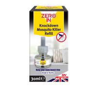 Zero In Knockdown Plug-In Mosquito Killer Refill - Odour-Free, Kills Mosquitoes, Midges, & Biting Insects on Contact - Provides Up to 45 Nights of Protection - 30ml Refill Bottle