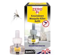 Zero In Knockdown Plug-In Mosquito Killer Refill - Odour-Free, Kills Mosquitoes, Midges, & Biting Insects on Contact - Provides Up to 45 Nights of Protection - 30ml Refill Bottle