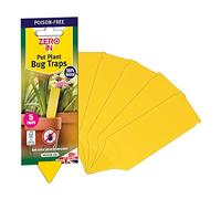 Zero In Pot Plant Fungus Gnat Sticky Traps - 5-Pack Discreet, Sticky Aureola Yellow Traps Catch Fungus Gnats, Fruit Flies, Mosquitos and Other Indoor Bugs Water and UV Light Resistant Glue