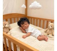 Zero pam 18 In Realistic Silicone Black Reborn Baby Dolls Boy Closed Eyes Rooted Hair, Life Like Size Newborn Doll Anatomically Correct Babies Vivid Veins As Parenting Practice