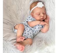 Zero pam 18 Inch 45 CM Newborn Baby Dolls Girl Eyes Closed, Real Life Silicone Baby Dolls That Look Real 3D Painted Hair Soft Cloth Body Reborn Toddler Sleeping Infant Doll Toys for Toddlers