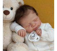 Zero pam 18 inch 45 CM Reborn Dolls Girl Eyes Closed, Real Life Silicone Baby Dolls That look Real Rooted Hair Soft Cloth Body Reborn Toddler Infant Doll for Kids