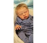 Zero pam 19 Inch 48 CM Newborn Baby Dolls Boy Eyes Closed, Real Life Silicone Baby Dolls That Look Real with Rooted Blonde Hair Soft Cloth Body Reborn Toddler Sleeping Infant Doll Toys for Girls