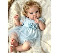 Zero pam 45cm Reborn Baby Dolls, Realistic Baby Doll with Rooted Blonde Hair, Reborn Toddler Dolls for Girls, Posable Real Life Baby Dolls Vinyl Lifelike Reborn Dolls with Complete Accessories
