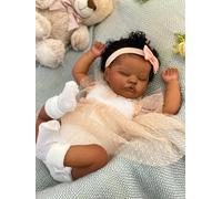 Zero pam 48 CM Realistic Reborn Baby Dolls Black Girl, Life Like Reborn Dolls That Look Real Sleeping Biracial Girl, Real Life African American Silicone Newborn Doll Soft Cloth Body