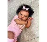 Zero pam 50 CM Black Reborn Baby Dolls Realistic Baby Doll Lifelike African American Baby Doll Girl Newborn Baby Dolls That Look Real Life Silicone Baby Dolls With Soft Cloth Body