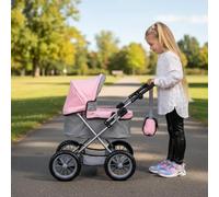 Zero Pam Baby Doll Stroller, Baby Dolls Stroller, Trendy Doll Pram-Include Foldable Frame, Portable Travel Bag, Cosy Set, Adjustable Handle, Storage Basket, Canopy-Fits 18 to 22 Inch Dolls