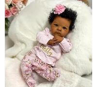 Zero Pam Black Reborn Baby Dolls 19'' Realistic Baby Dolls African American | Black Reborn Baby Doll that Look Real, Realistic Doll for Girls, Cloth Body with All Accessories, 3D Paitned, Pretend Play