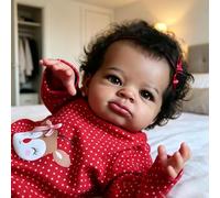 Zero pam Black Reborn Baby Dolls-48cm,Realistic Babys Doll,Handmade Soft Cloth Body,Poseable Fine Vinyl Limbs,Hand-rooted Hair, Delicate Facial Painting, Real Life Baby Dolls For Girls