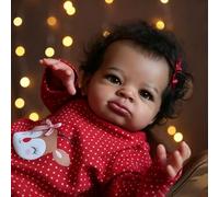 Zero pam Black Reborn Baby Dolls-48cm,Realistic Silicone Babys Doll,Handmade Soft Cloth Body,Poseable Fine Vinyl Limbs,Hand-rooted Hair, Delicate Facial Painting, Real Life Baby Dolls For Girls