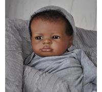 Zero pam Black Reborn Baby Dolls Boy 20 Inch Soft Silicone Babies African American Newborn Doll Reborn Baby Boy Doll With Natural Hair Washable Dolls For Boys Toys