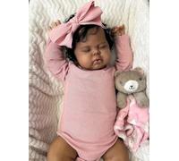 Zero pam Black Reborn Baby Dolls Girl, 19 Inch Life Like Reborn Dolls That Look Real Biracial Sleeping Girl, Real Life African American Silicone Newborn Doll Soft Cloth Body