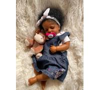 Zero pam Black Reborn Baby Dolls Silicone Baby Doll 20inch Realistic African American Doll Newborn Bebes De Silicona Reales Life Like Soft Cloth Body Babys That Look Real Gift for Kids Ages 3 +