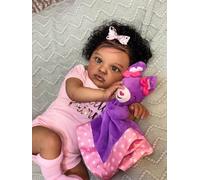 Zero Pam Black Reborn Baby Dolls Silicone Baby Doll Reborn Babys Dolls Soft Cloth Body 20 Inch Realistic Babys Girl African American Babies Doll Realistic Newborn Toddler Birthday Gift for Kids Age 3+