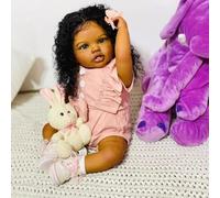 Zero pam Black Reborn Baby Dolls Silicone Baby Doll Reborn Babys Dolls Soft Cloth Body 24 Inch Realistic Babys Girl Bebes De Silicona Reales African American Babies Doll Realistic Newborn Toddler