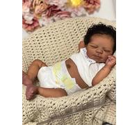 Zero Pam Black Reborn Baby Dolls Silicone Full Body-18 In Anatomically Correct Girl, Sleeping Reborn Toddler Dolls with Accessories, Rooted Hair Realistic Babe Doll for Girls, Lifelike Baby Doll Black