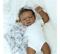 Zero pam Black Reborn Baby Dolls Silicone Full Body, 19 In Anatomically Correct Girl, Sleeping Reborn Dolls with Accessories, Rooted Hair Realistic Babe Doll for Girls, Poseable Baby Born