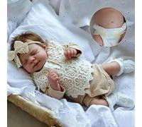 Zero pam Full Silicone Reborn Baby Dolls Sleeping Girl 50 CM Realistic Newborn Doll Anatomically Correct Lifelike Baby Dolls Silicone Full Body Real Life Reborn Girl Doll (Retro)