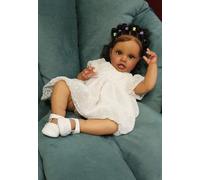 Zero pam Large Size African American Reborn Baby Dolls Black Girls Eyes Open Realistic 24 inches 60 cm, Life Like Newborn Babies Girl Dolls That Look Real Life BabyDolls Cloth Body Doll Toy for Kids