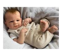 Zero Pam Life Like 42 CM Reborn Toddler Dolls Boy Eyes Open, 17 Inch Realistic Newborn Soft Cloth Body Rooted Hair Awake Baby Dolls That Look Real Life Silicone Baby Boy Doll with Feeding Kit for Kids