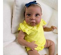 Zero pam Realistic Black Reborn Baby Dolls Cloth Body Girl 20 Inch Life Like Dark Brown Newborn Baby Dolls That Look Real Life Silicone Babies Doll Handmade Preemie Babies