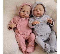 Zero pam Realistic Reborn Baby Dolls Twins,18 Inch Lifelike Preemie Size Silicone Baby Dolls That Look Real, Cute Newborn Toy Twin Doll Soft Cloth Body With Painted Hair For Kids 3+