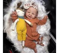 Zero pam Realistic Reborn Toddler Dolls Silicone Full Body Girl Eyes Open, 19 Inch 48 CM Real Newborn Baby Dolls That Look Real Full Vinyl Soft Body Reborn Doll Painted Hair Anatomically Correct