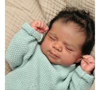 Zero pam Reborn Baby Doll,48cm Realistic Baby Doll, Poseable Full Vinyl Black Babys Girl With Hand-rooted Hair,Real Life Babies Dolls For Girls With Accessories