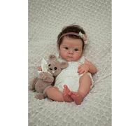 Zero pam Reborn Baby Dolls -45CM Silicone Baby Doll, Anatomically Correct Girl, Real Life Babys Doll Rooted Hair Big Blue Eyes With Accessories And A Teddy Bear For Girls Festival Present