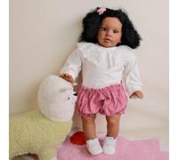 Zero pam Reborn Baby Dolls Black Girl 26 Inch Big Size Realistic Baby Doll Girl, African American Reborn Toddler Doll, Real Looking Biracial Babies, Silicone Babies Toddler Girls (Farmhouse)